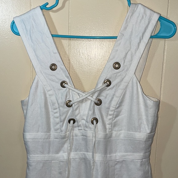 👗J.Crew Cream Collection Linen Lace Up Summer Work/Office Dress size 0 - Picture 4 of 6